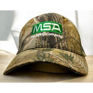 MSA Safety Company Hat Camo Baseball Cap Green Logo Construction